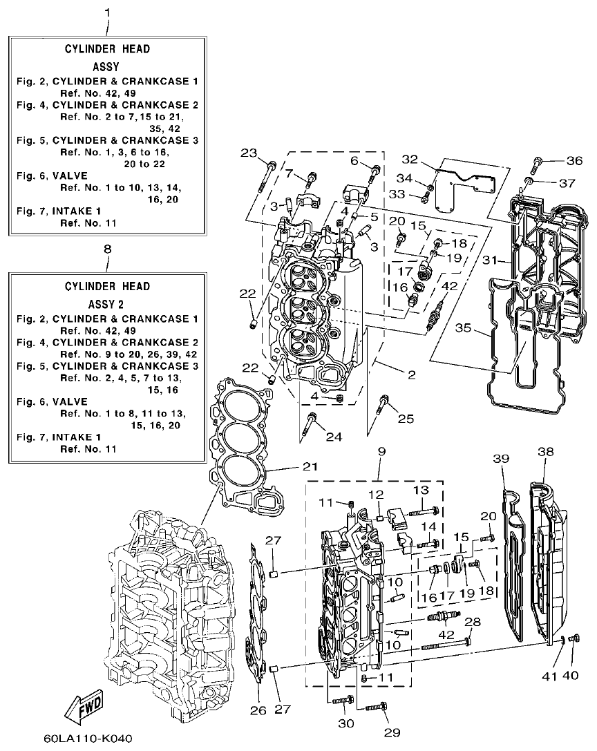 Yamaha F200BET, FL200BET CYLINDER & CRANKCASE 2 parts diagram